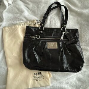Coach Black Patent Leather Tote Bag